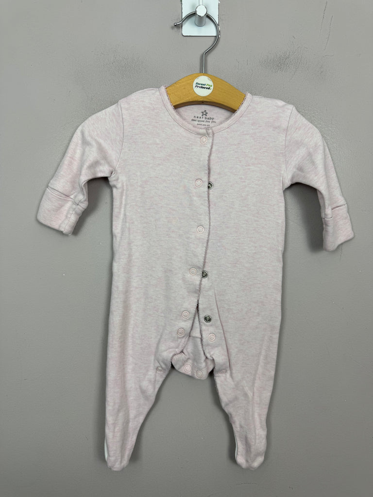 Secondhand baby 1m Next pink & white bunny sleepsuits x5