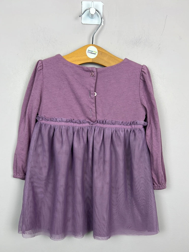 Pre Loved Little white Company plum dress 6-9m