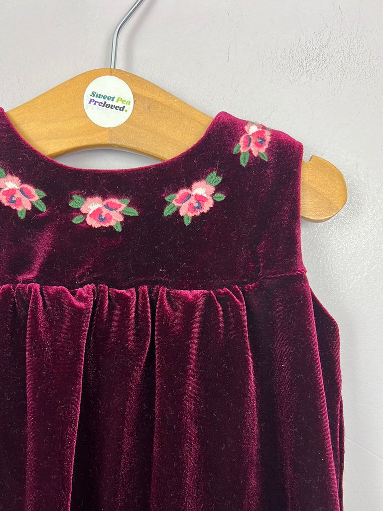 Pre Loved Baby Cath Kidston Burgundy Velvet Dress 6-9m