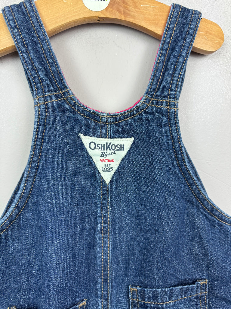 Secondhand Oshkosh Fleece Lined Denim Dungarees 9m