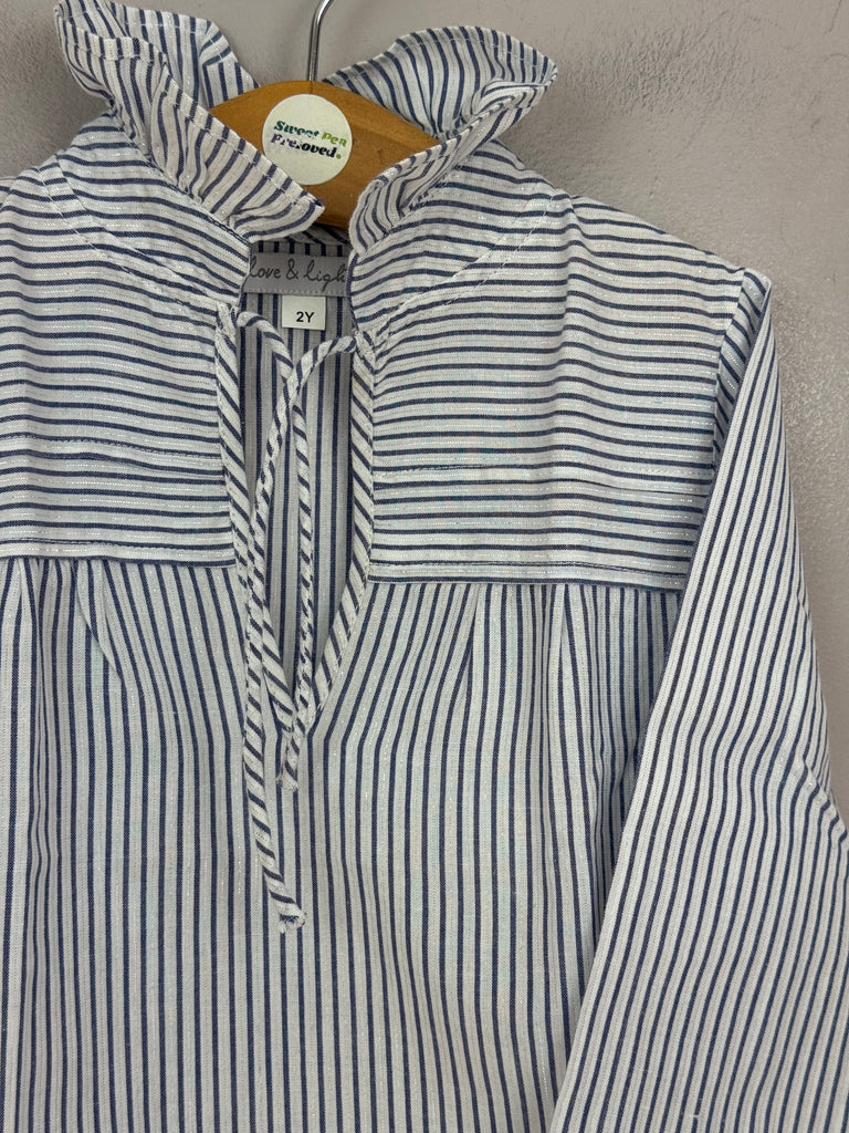 Pre Loved Girls Love & Light sparkle stripe blouse 2y