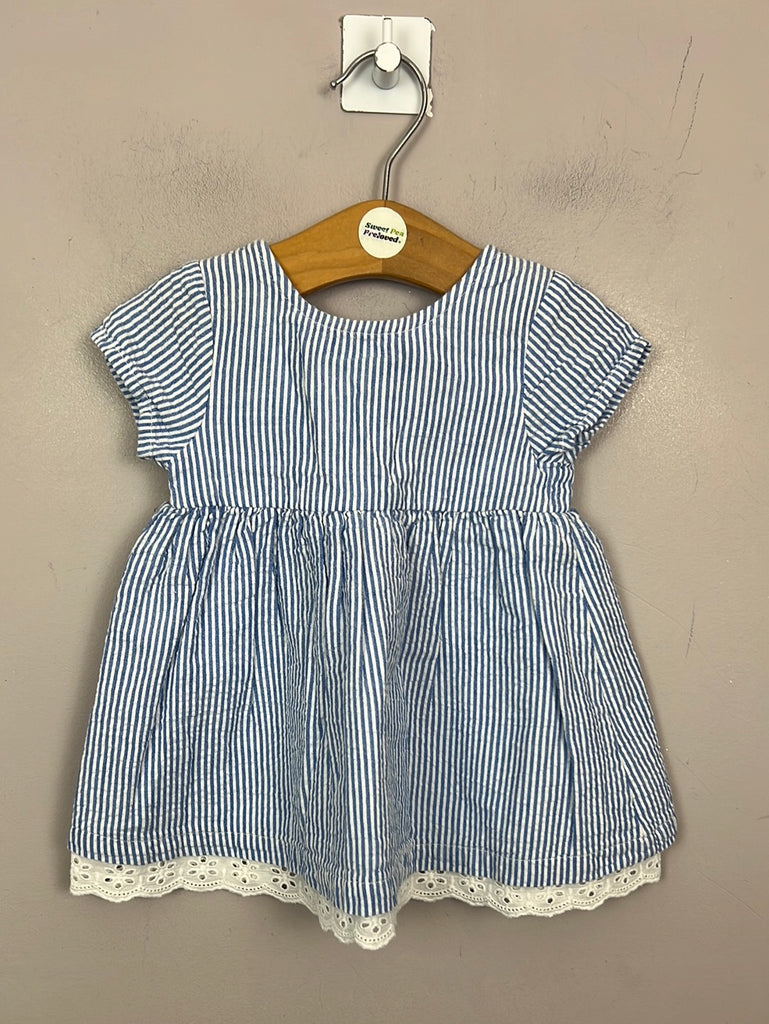Preloved baby Cath Kidston blue stripe dress 0-3m