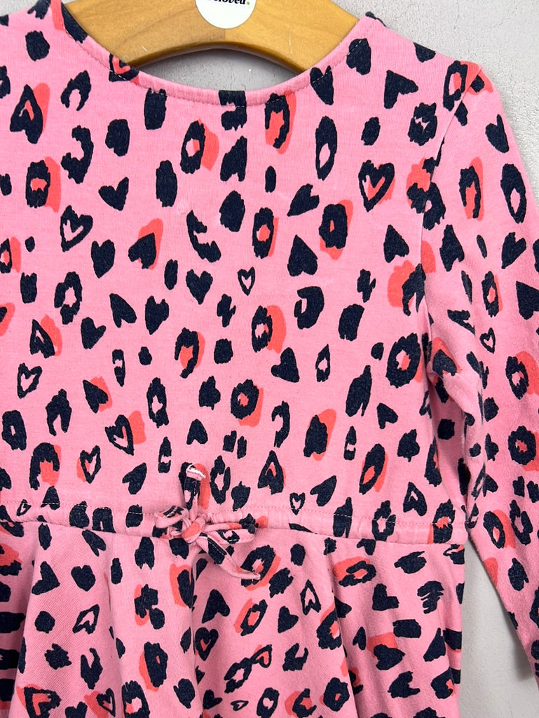 Second Hand Joules pink leopard jersey dress 1y