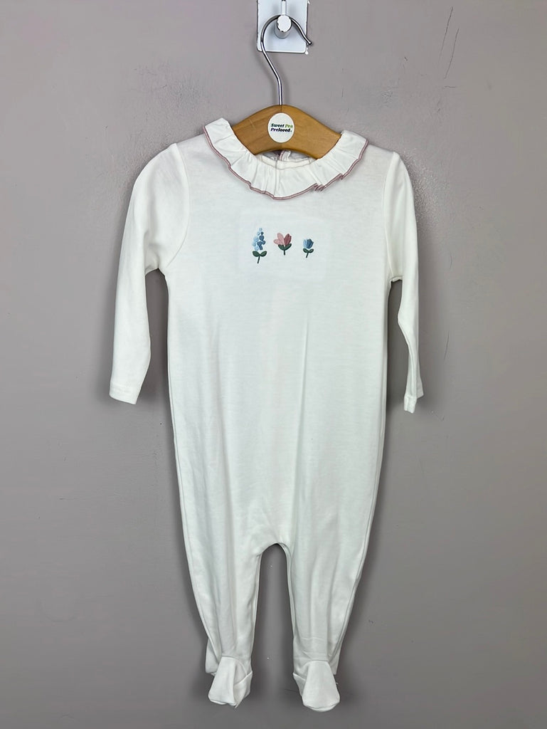 Mamas & Papas New embroidered sleepsuit with collar 3-6m - Sweet Pea Preloved