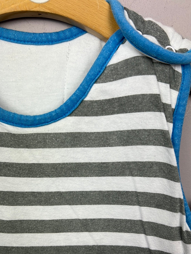 Secondhand baby Grobag grey stripe blue trim sleeping bag 6-18m 2.5 tog