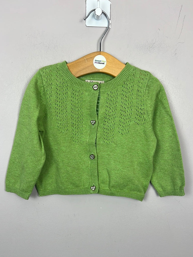 Second hand baby Next pea green cardigan 3-6m