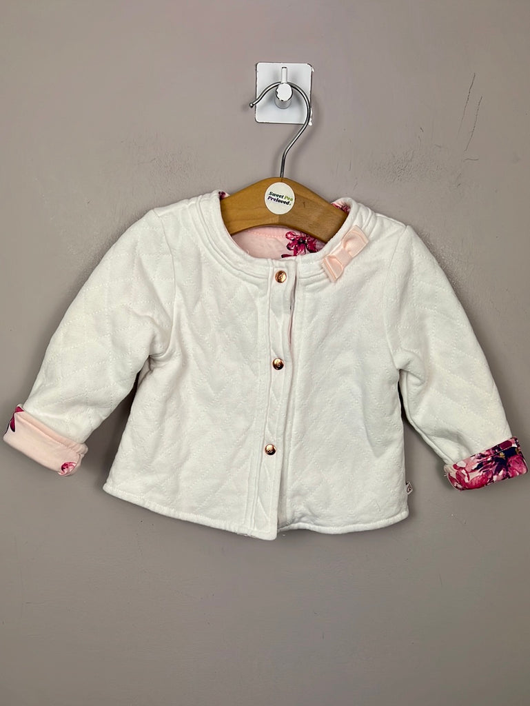 Pre Loved Baby Baker White/ floral reversible cardigan 3-6m