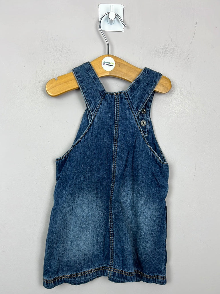 Second hand baby M&S Heart pocket denim pinafore dress 9-12m