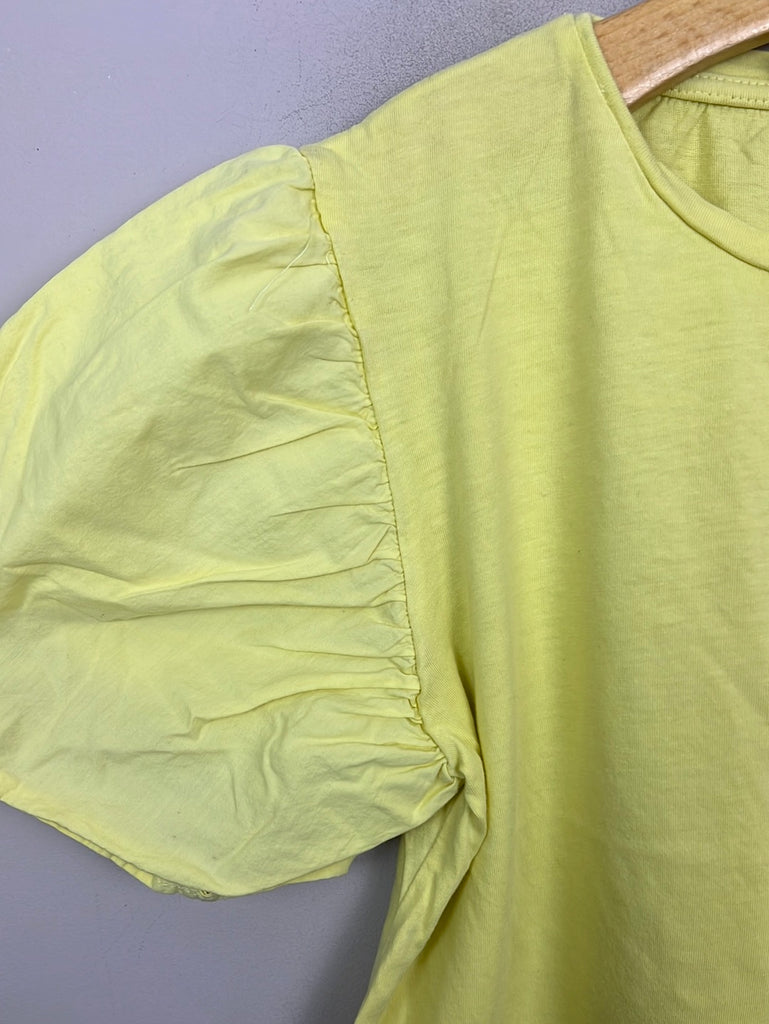 Preloved Girls Zara Yellow Puff Sleeve T-shirt 12y