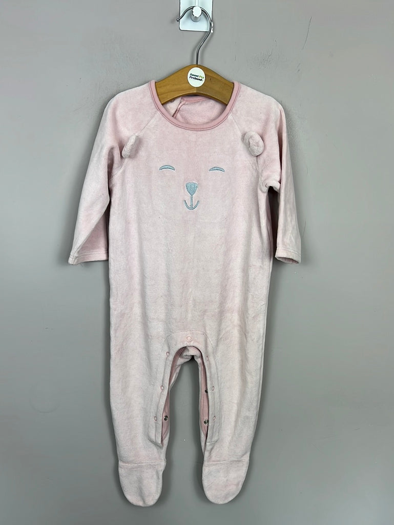 Second hand baby M&S baby pink velour baby grow 6-9m