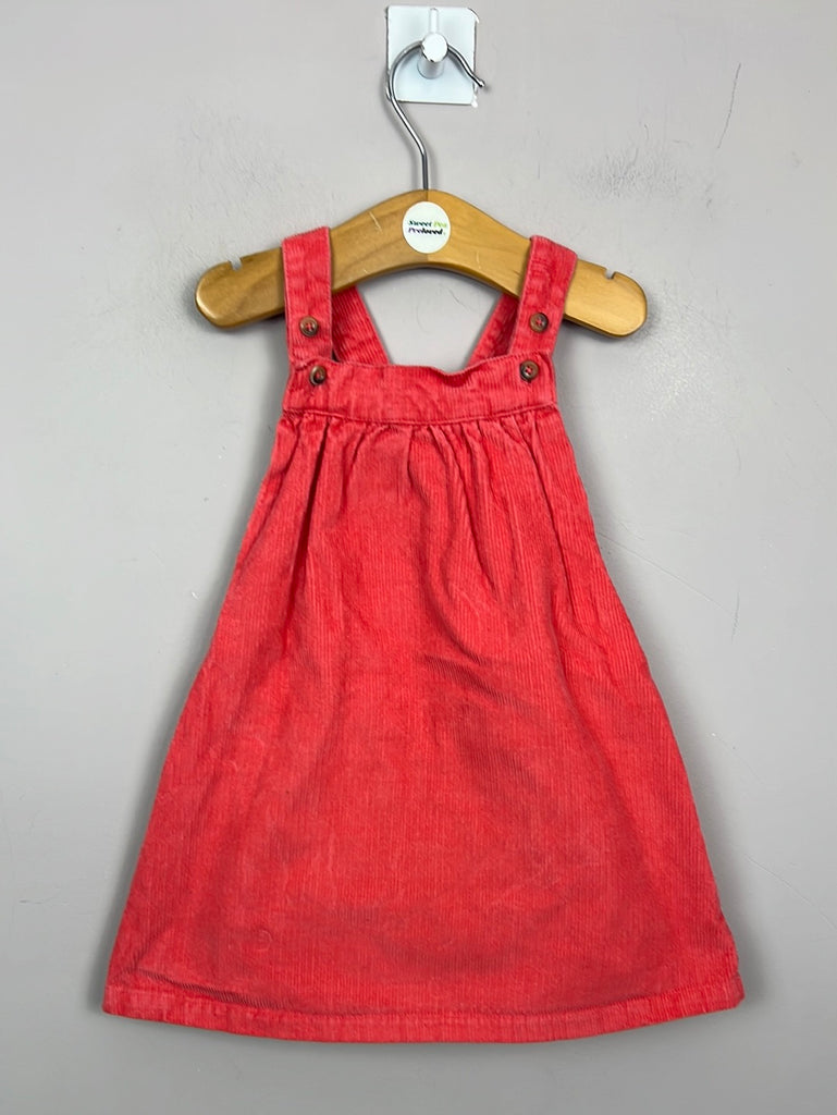 Second Hand Baby M&S Cord coral pinafore dress 9-12m