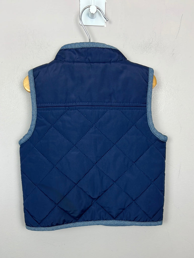 Pre loved Baby Next navy quilted lightly padded gilet 3-6m