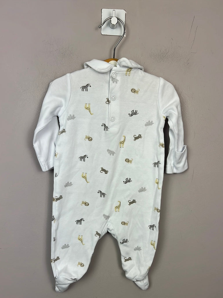 secondhand baby Little White Company safari collared sleepsuit 0-3m