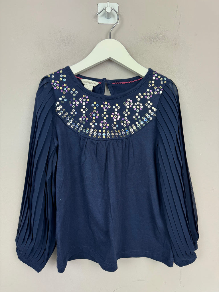 Second hand Girls Monsoon Navy Sequin top 5-6y 