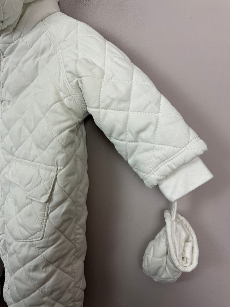 Pre Loved Baby Mamas & Papas White Quilted Snowsuit 0-3m