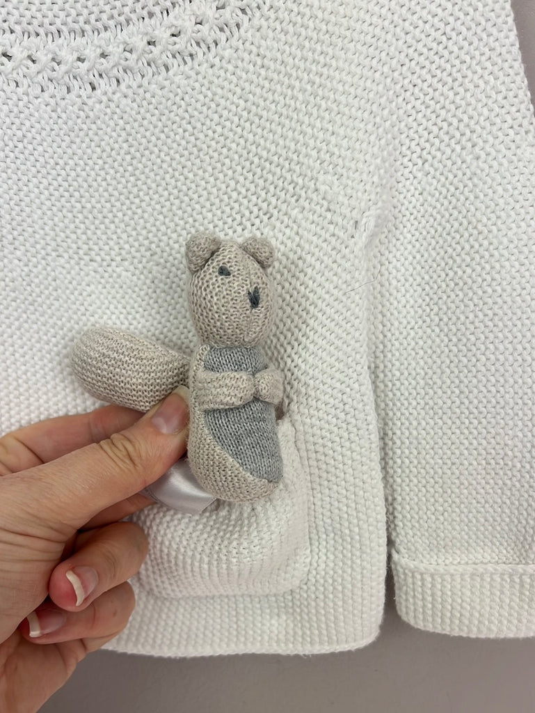 Little White Company white jumper with toy squirrel 0-3m - Sweet Pea Preloved