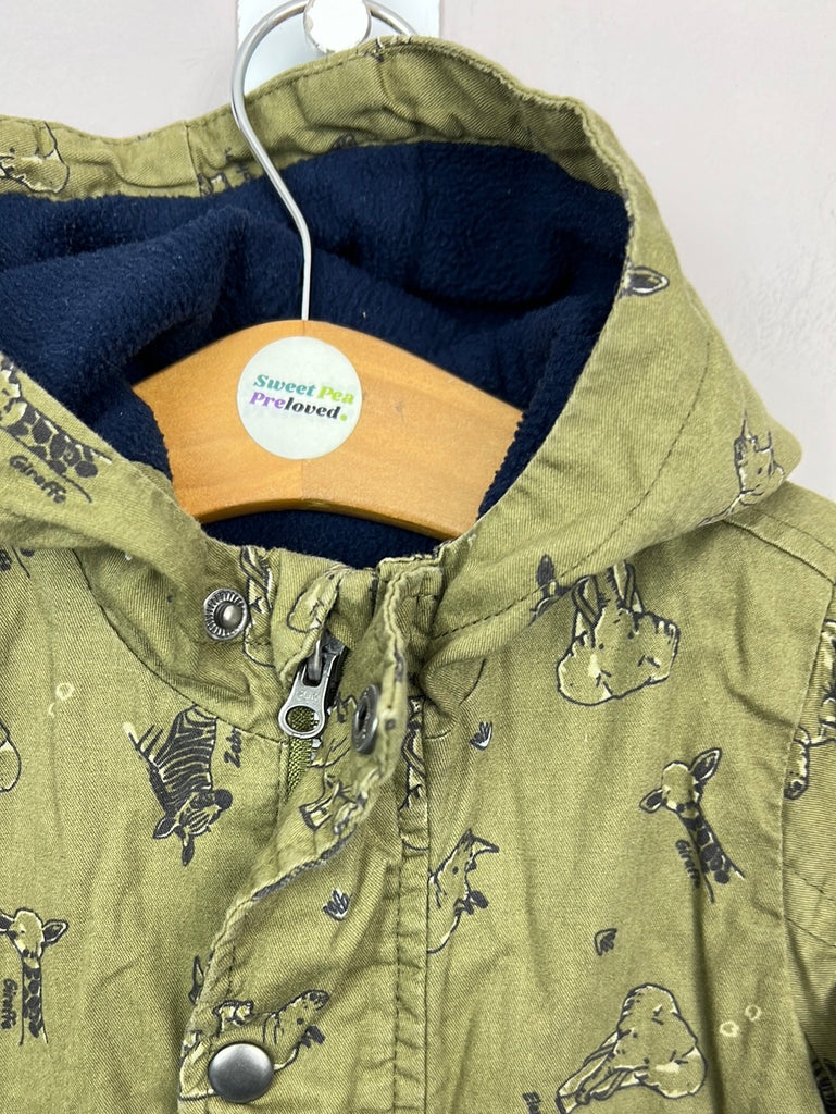 Secondhand baby Matalan Wild Animals khaki fleece lined jacket 3-6m