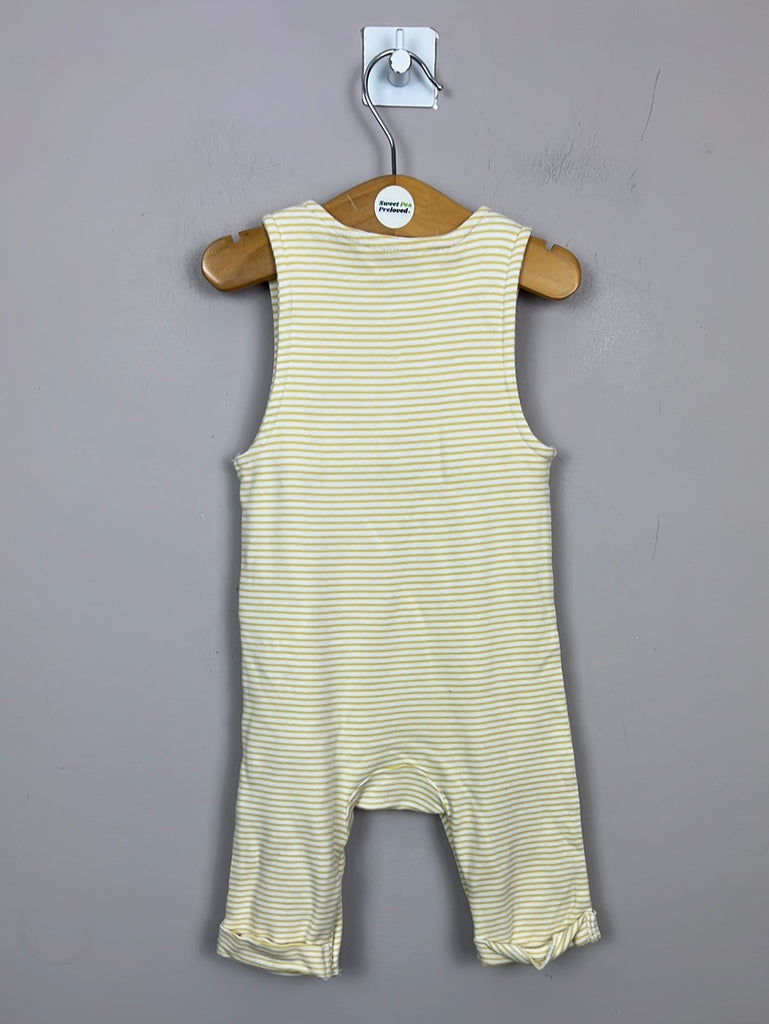 Pre Loved Baby  Mamas & Papas yellow stripe jersey dungarees 3-6m