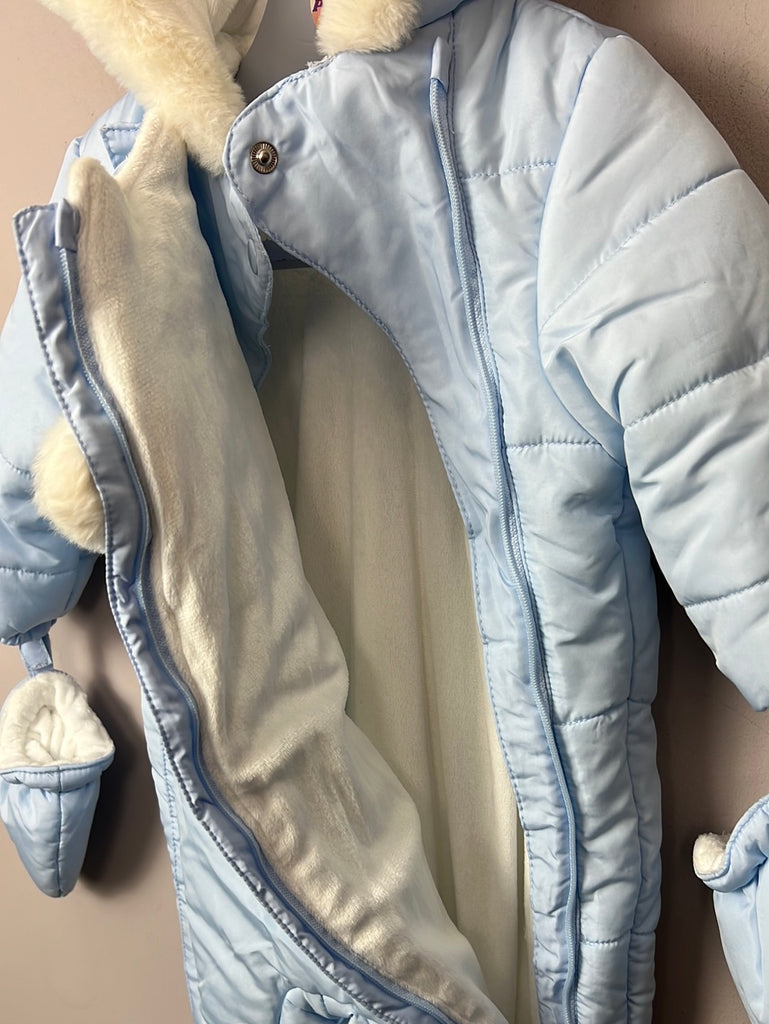 Second Hand baby Mayoral Baby Pale Blue Teddy Snowsuit 4-6m BNWT