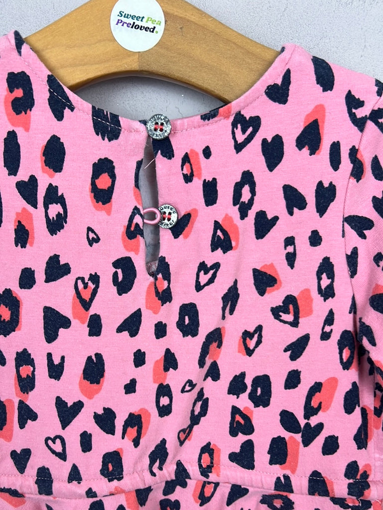 pre loved girls Joules pink leopard jersey dress 1y