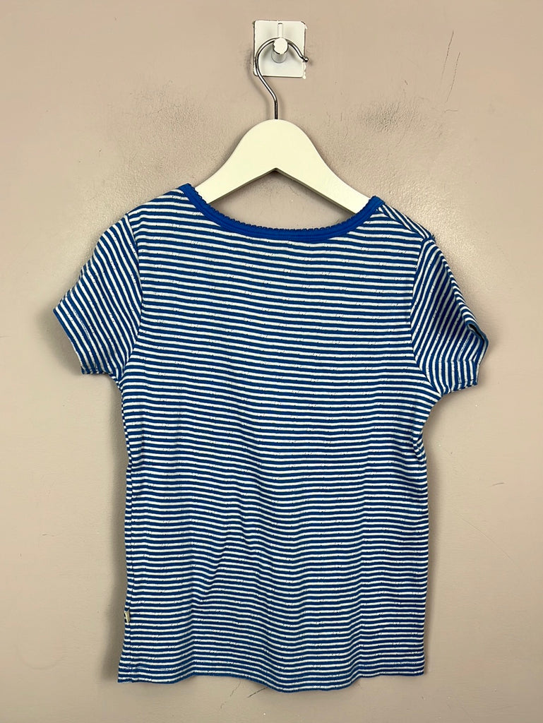 Frugi blue stripe pointelle t-shirt 7-8y