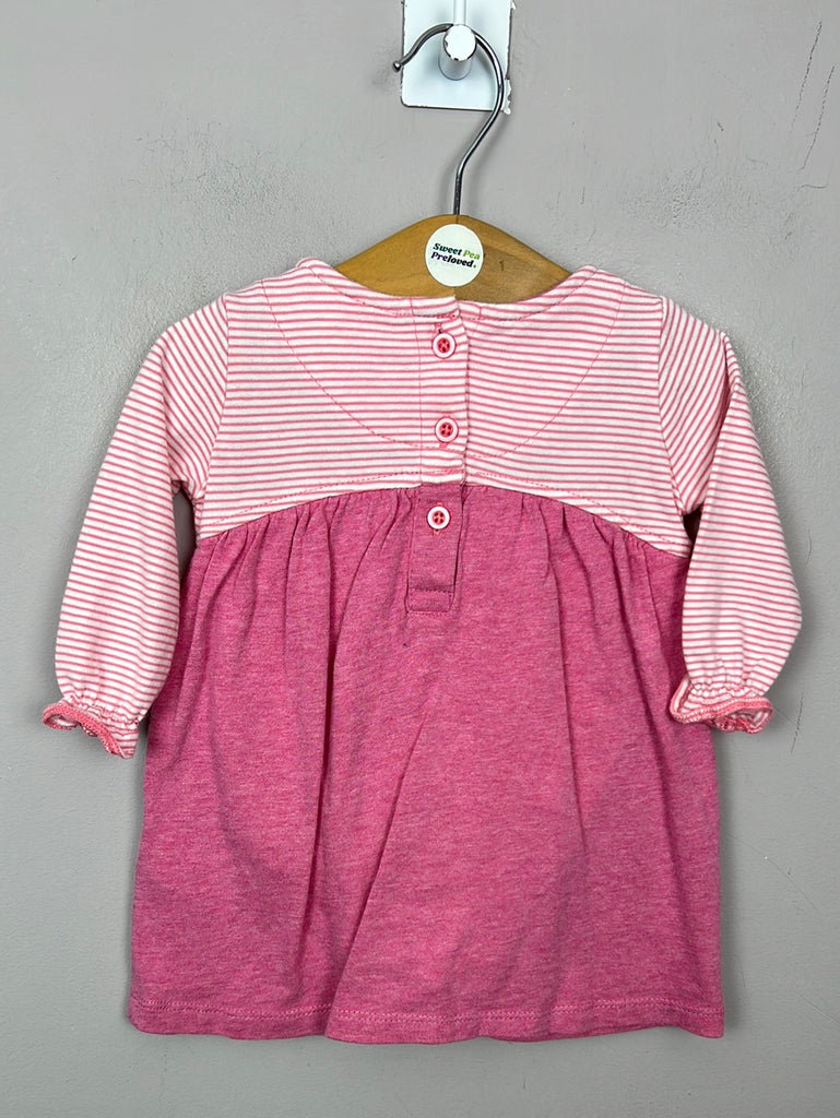 secondhand Next pink jersey dress with built in bodysuit 0-3m