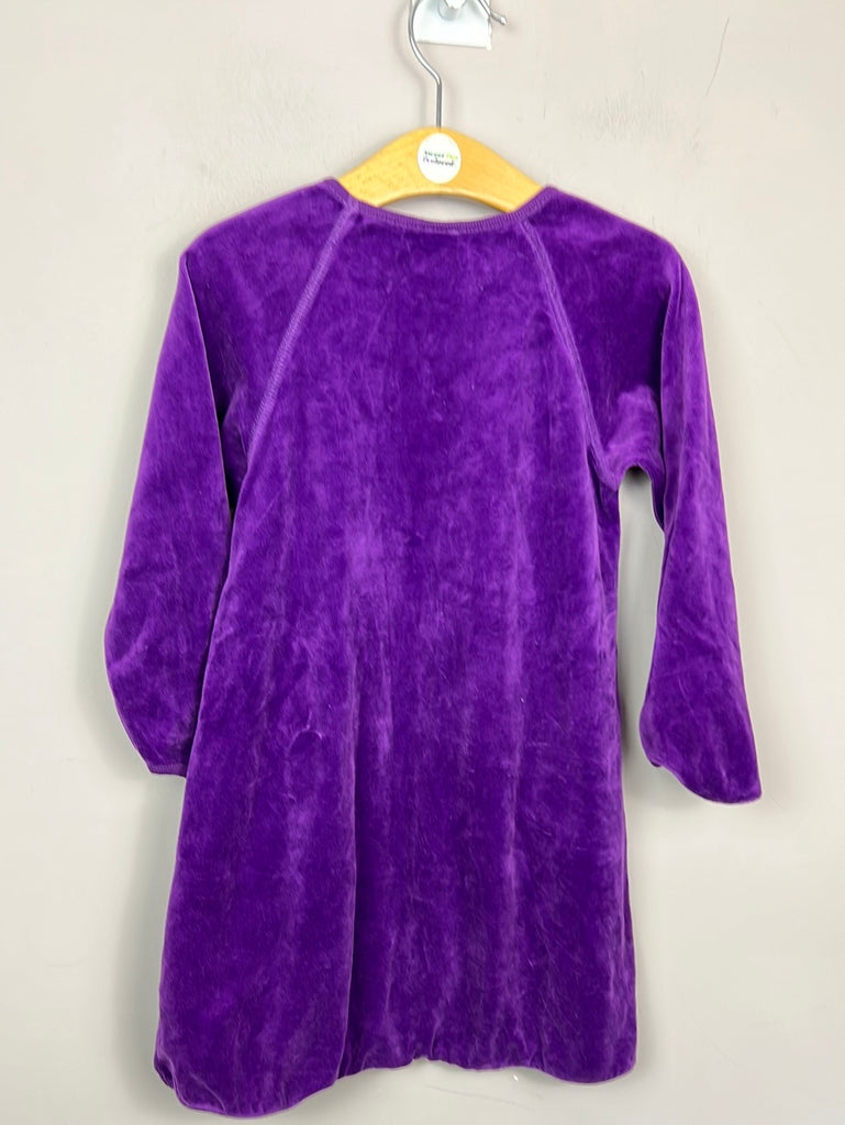 Pre loved Scandi kids Katvig Purple Velour skater dress 4y