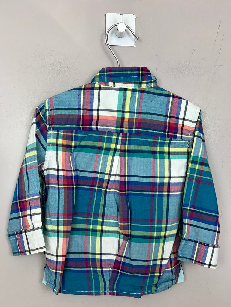 Baker turquoise check shirt 9-12m -Sweet Pea Preloved