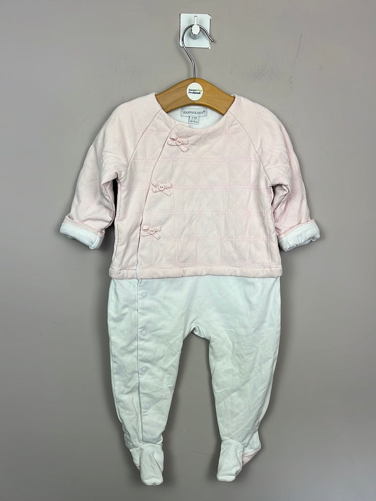 Secondhand baby Happyology Pink/ White Kimono romper 6-9m