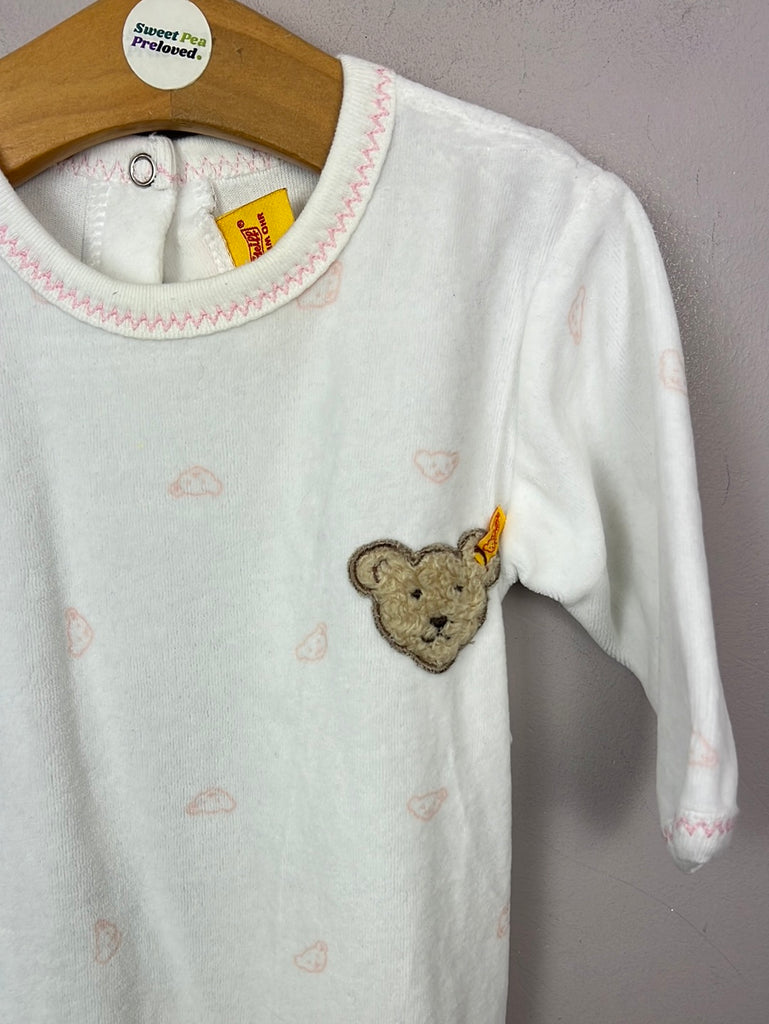 Pre Loved Baby Steiff velour teddy bear sleepsuit 3-6m 