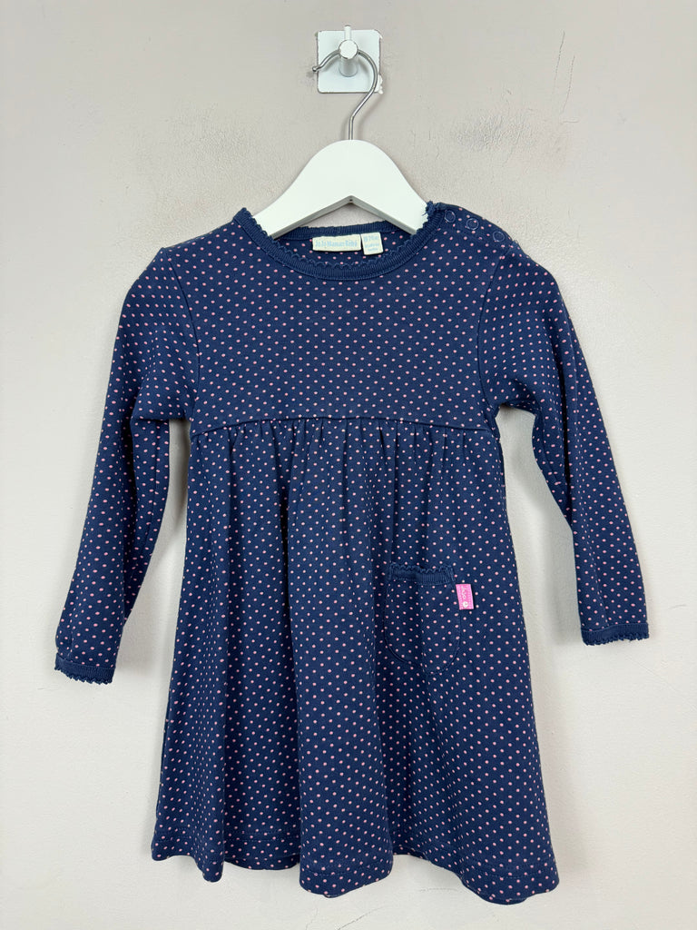 Pre Loved Jojo Maman Bebe Navy Spot Jersey Dress 18-24m