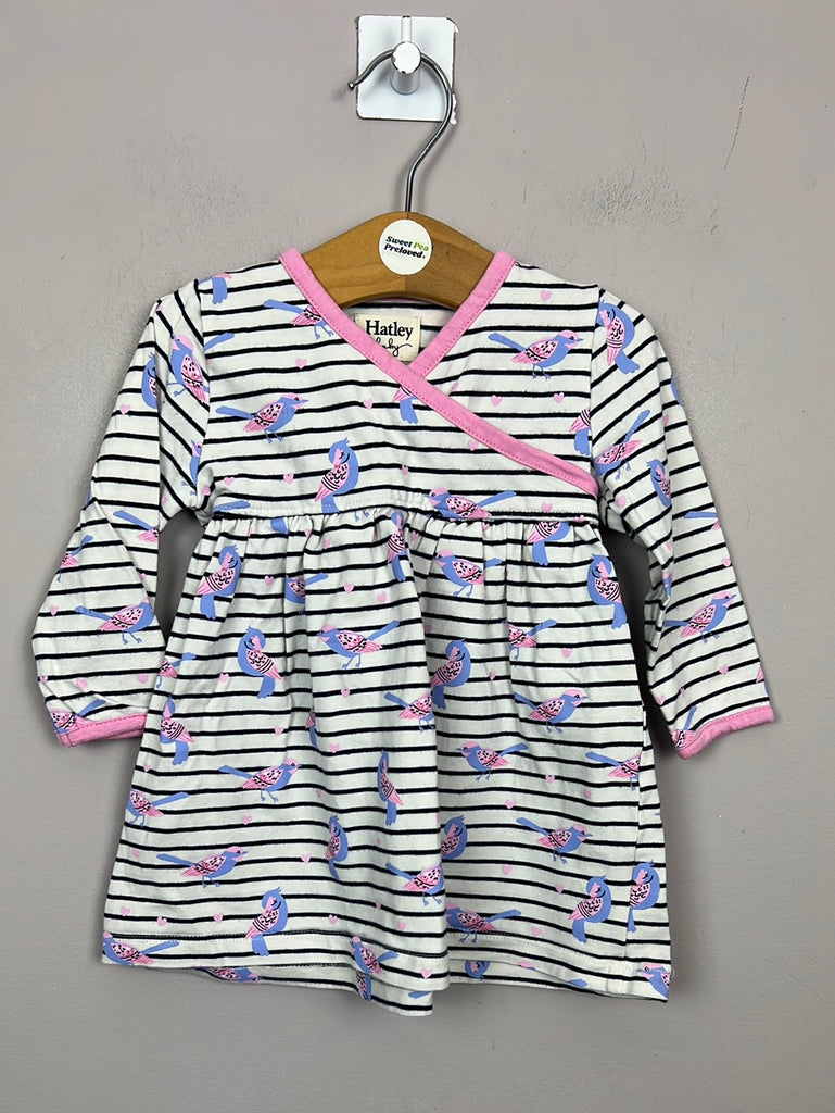 Second hand baby Hatley stripe bird print dress 6-9m
