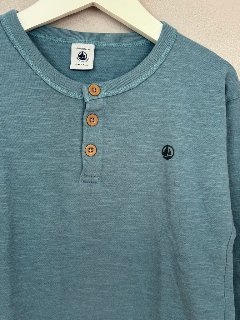 Second Hand Childrens Petit Bateau blue Henley top 6y