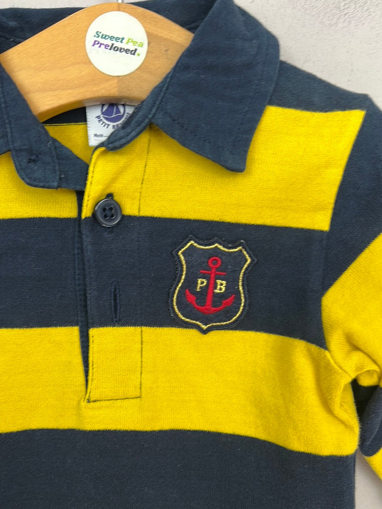Second Hand Baby Petit Bateau yellow & navy rugby shirt 3m