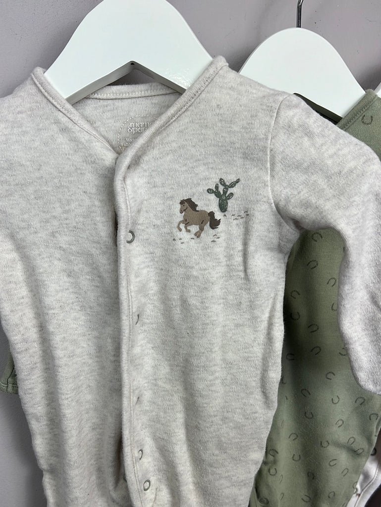 Secondhand baby Mamas & Papas Prarie Pony Sleepsuits 0-3m