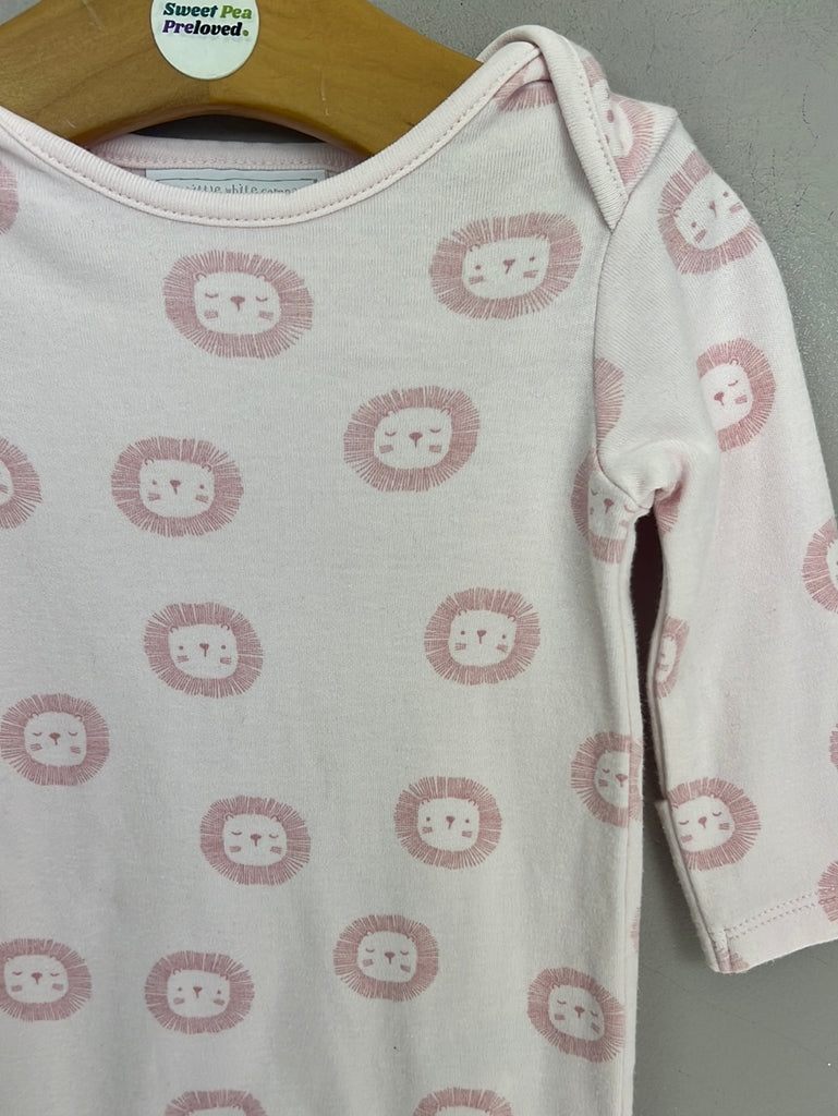 Secondhand baby Little White Company pink lion print footless sleepsuit 0-3m