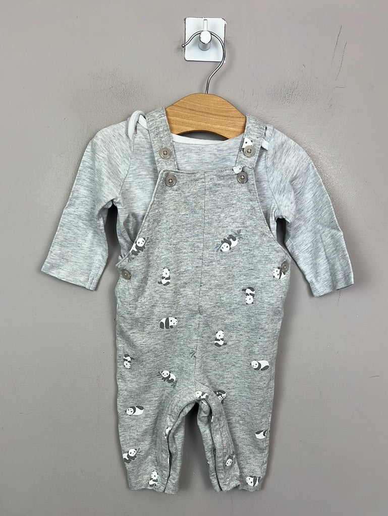 Pre Loved Baby Little White Company Panda Dungarees 0-3m