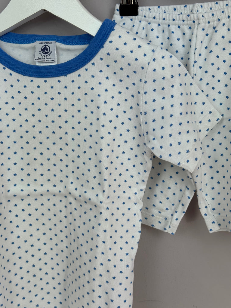 Secondhand Childrens Petit Bateau blue star short pjs 6y