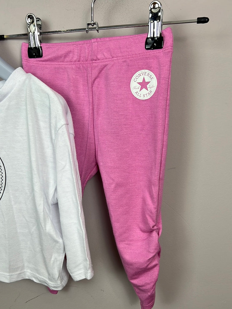 Pre Loved Converse pink & white t-shirt set 18m