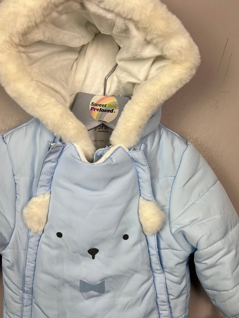 Pre Loved Baby Mayoral Baby Pale Blue Teddy Snowsuit 4-6m BNWT