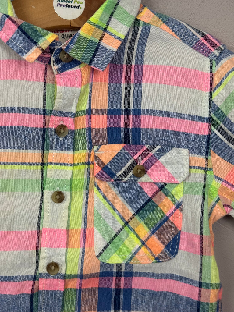 Next neon check shirt 2-3y - sweet pea preloved 
