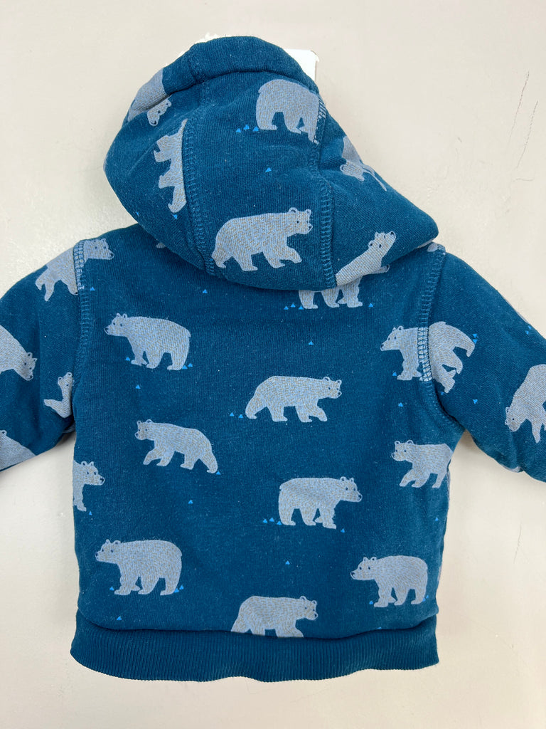 Second hand baby John Lewis teal bear borg hoodie 0-3m