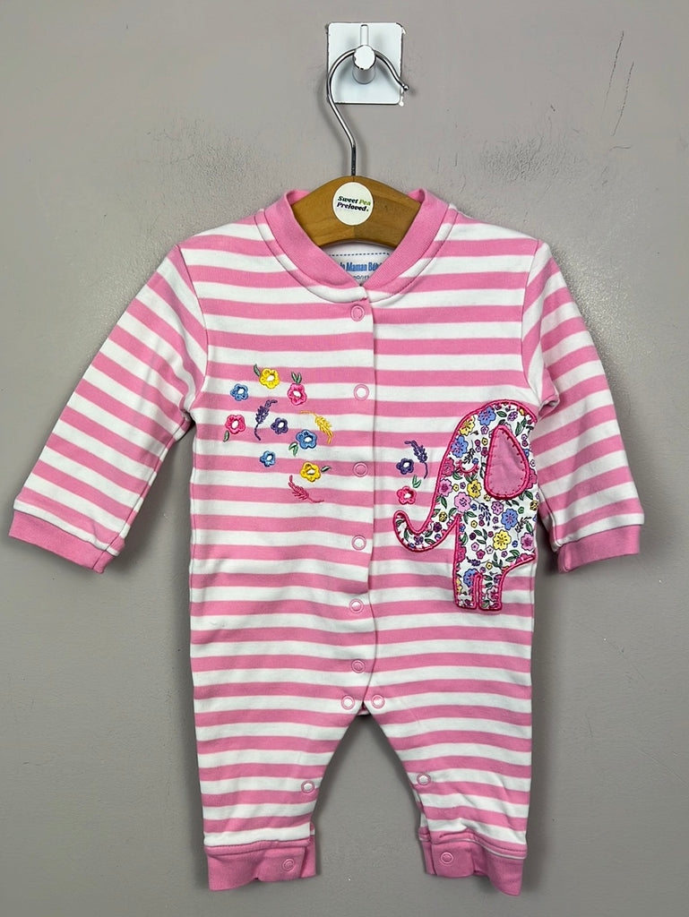 Jojo Maman Bebe pink elephant footless sleepsuit 0-3m - Sweet Pea Preloved