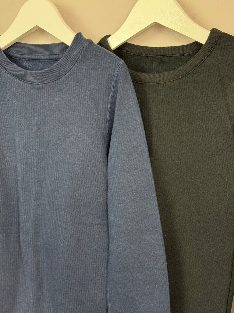 Secondhand kids M&S Navy/Black Thermal Tops 8-9y