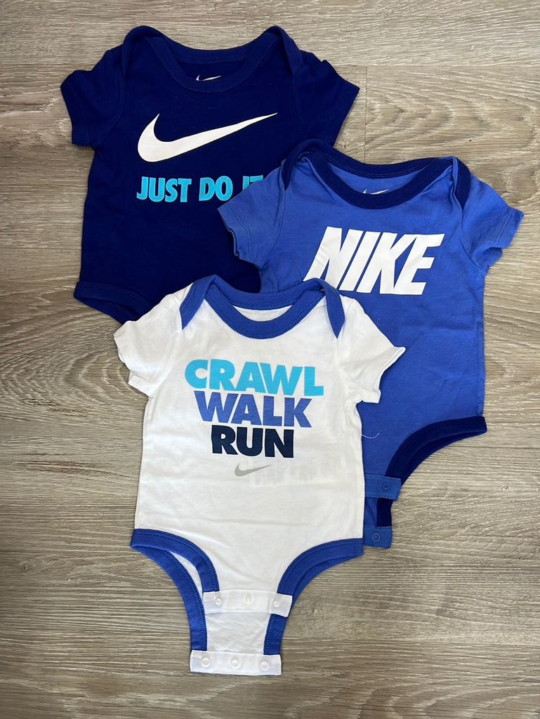 Secondhand baby Nike 3 blue bodysuits 3m