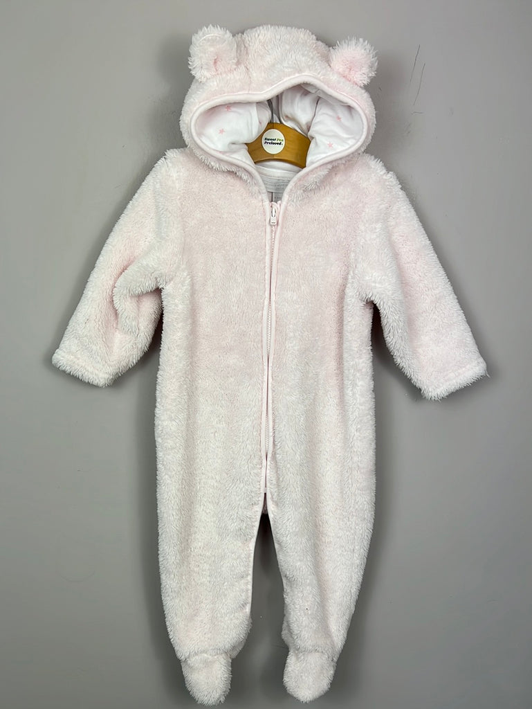 Pre Loved Baby Little White Company pink fleece romper 6-9m, 9-12m