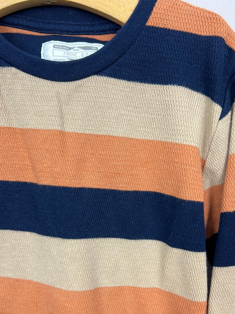 Secondhand kids Next tan stripe waffle t-shirt 5-6y