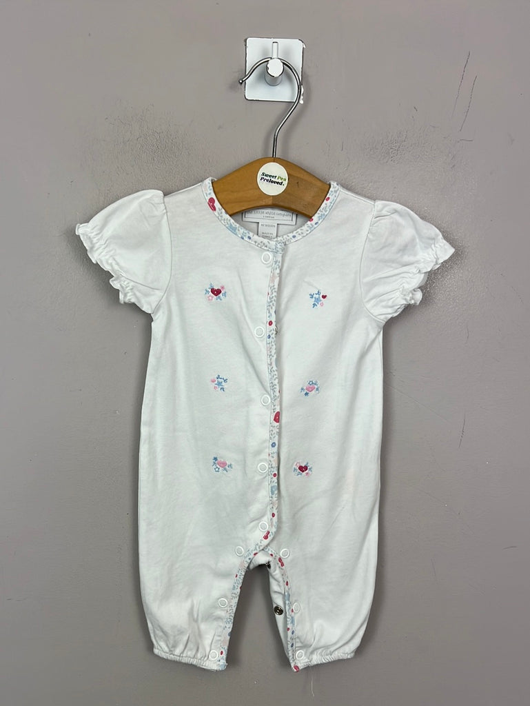 Preloved Little White Company embroidered short sleeve romper - Newborn
