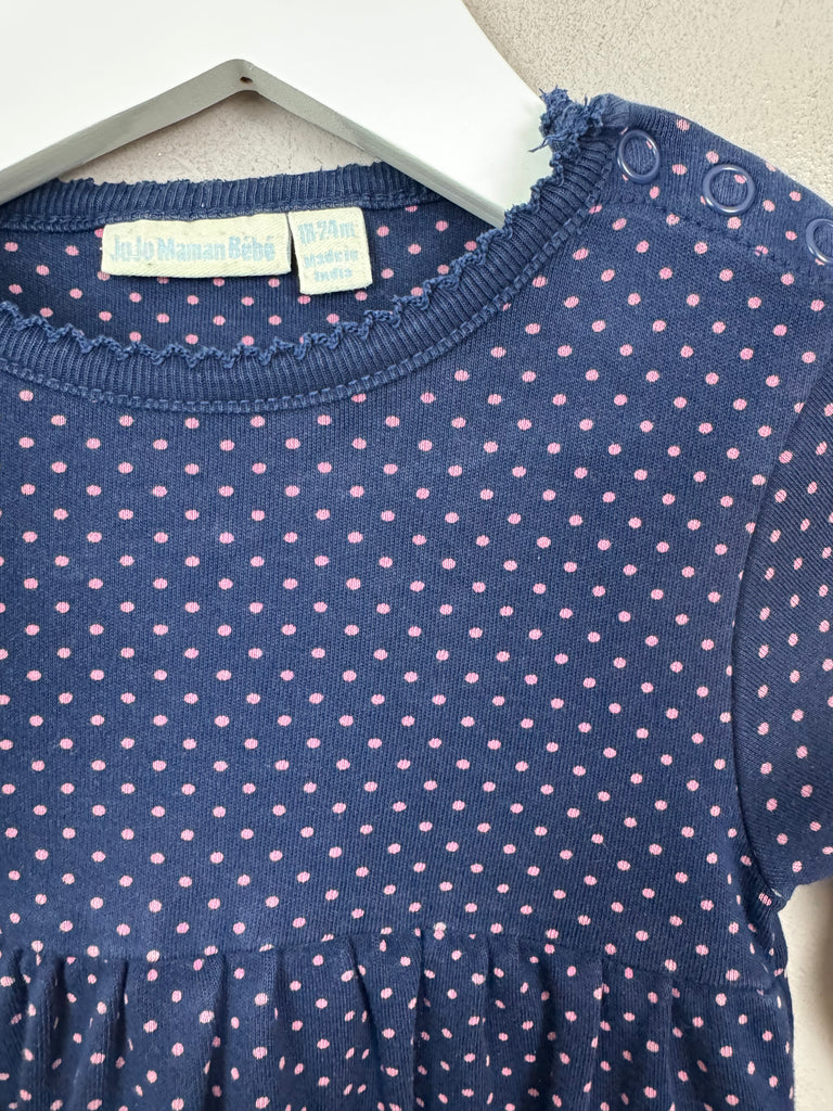 Jojo Maman Bebe Navy Spot Jersey Dress 18-24m