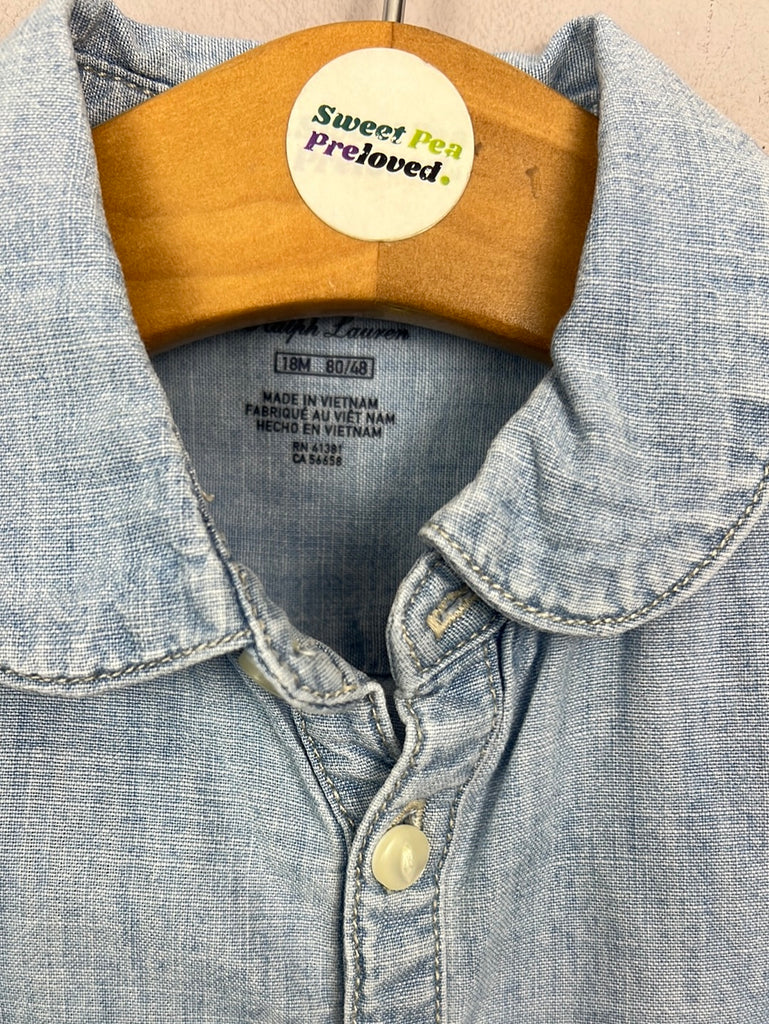 Ralph Lauren denim shirt with peplum hem 18m - Sweet Pea Preloved